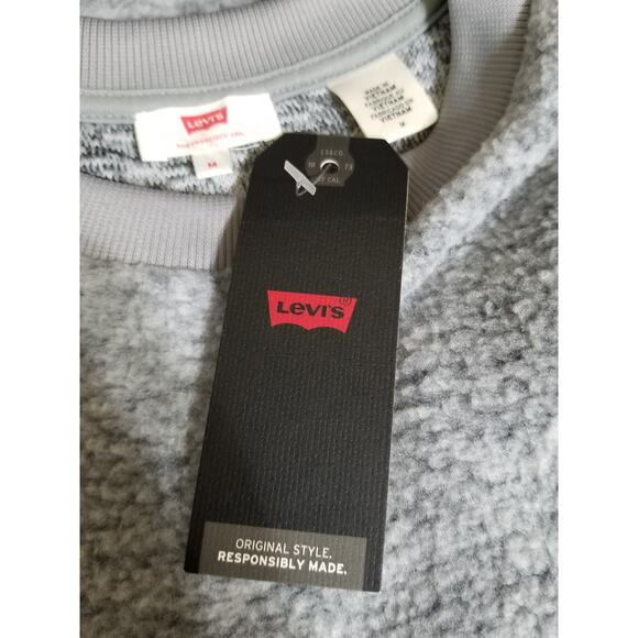 Levi's NWT Women's Sweater Pullover Fleece Crewneck Sweatshirt Size Medium Gray - Picture 10 of 12